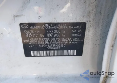 2015 Hyundai Elantra Se из США, поврежденный, VIN 5NPDH4AE8FH595901